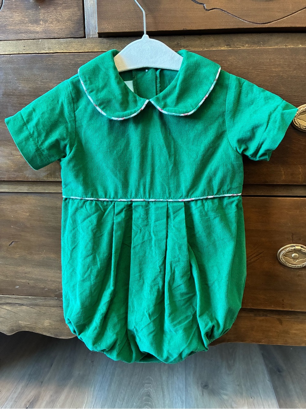 Green Peter Pan Collar Baby One-Piece Romper